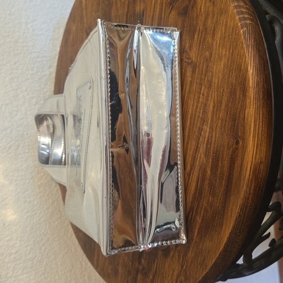 Victoria's Secret Silver Metallic SMALL tote Bag RED satin interior Mod & Sassy! - Picture 11 of 12